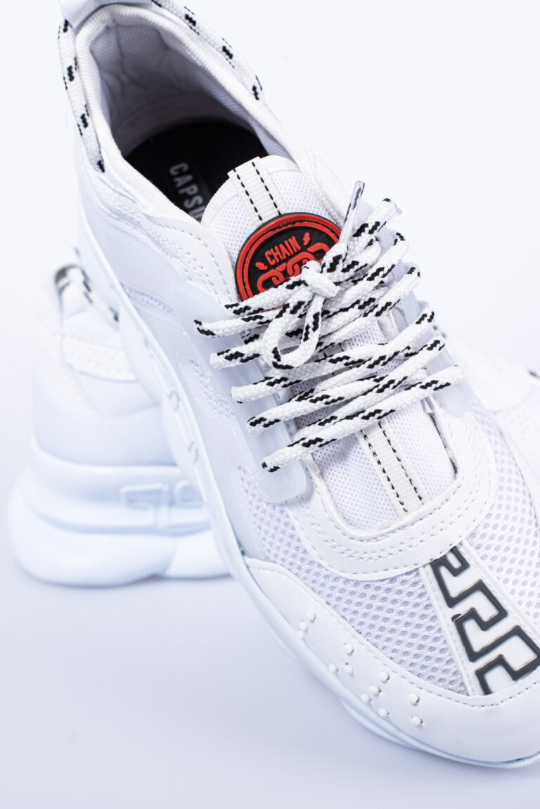 Heren Sneakers 'Fully White' - Met Hoge Witte Ribbelzool - Herenkleding Vibes Fashion