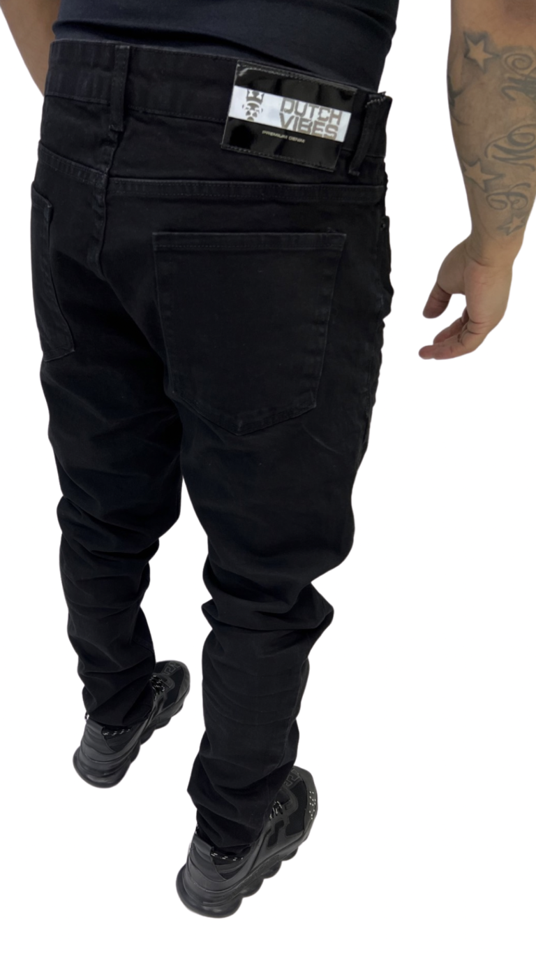 De Dutchvibes All Black Jeans - Complete Zwarte Spijkerbroek Plus Zise - Herenkleding Vibes Fashion