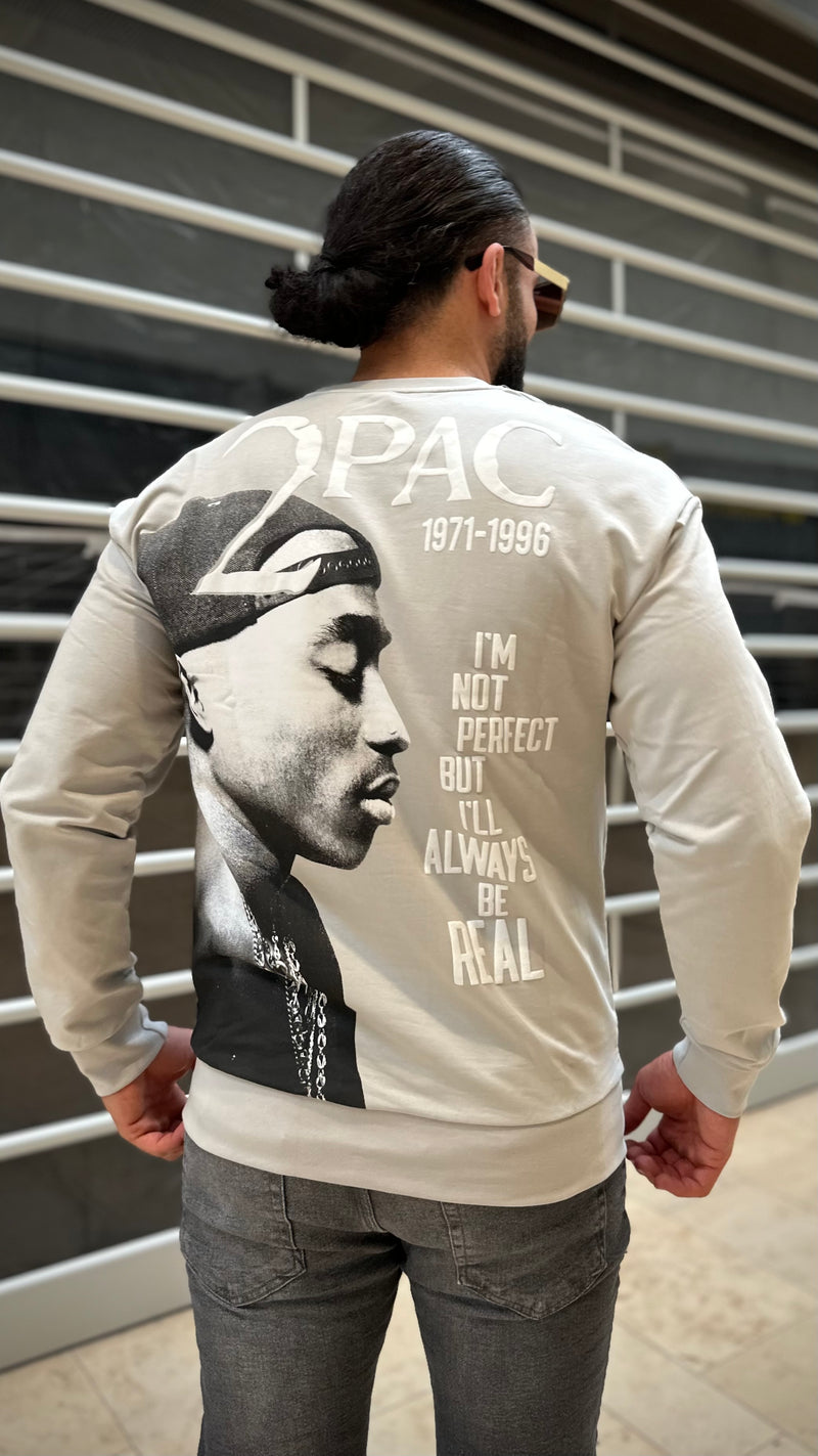 Legends Sweatshirt Met Opdruk Op De Borst & Achterkant Voor Heren - Tupac Always Real
