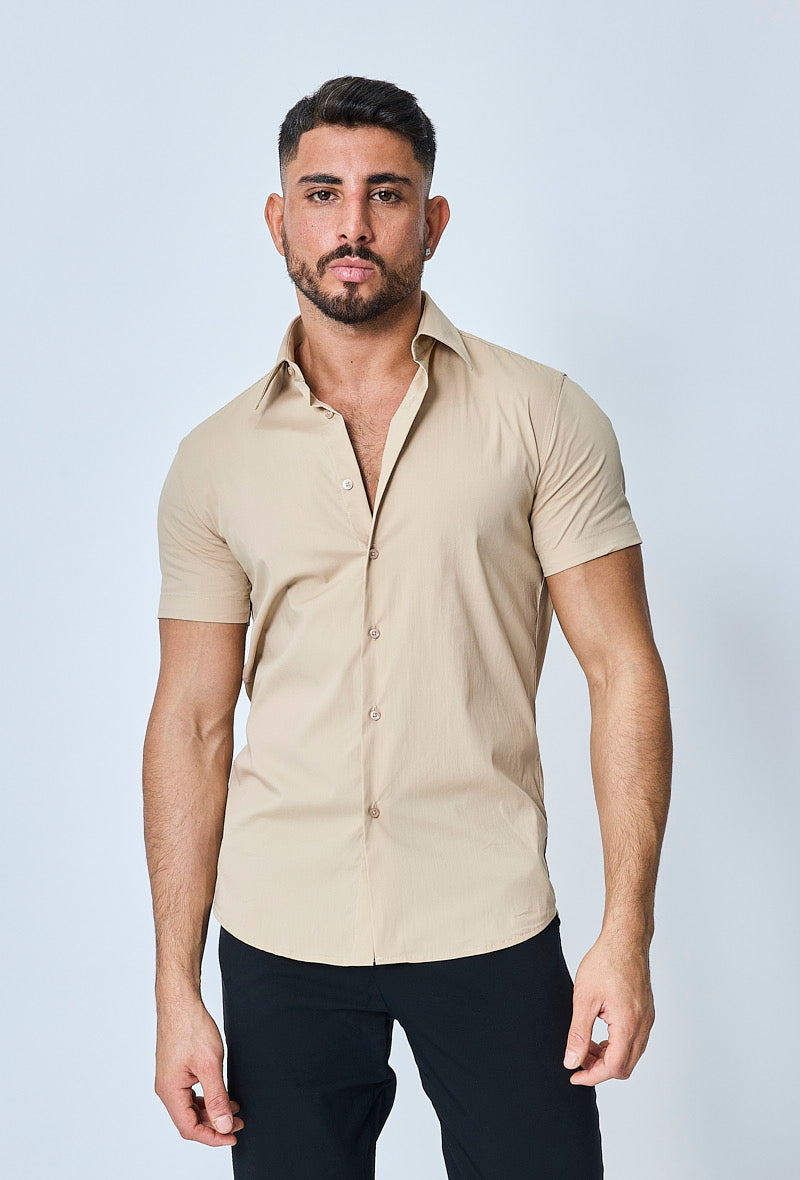 THE IBIZA OVERHEMD - SLIM FIT BLOUSE MET KORTE MOUWEN (8343378166098)