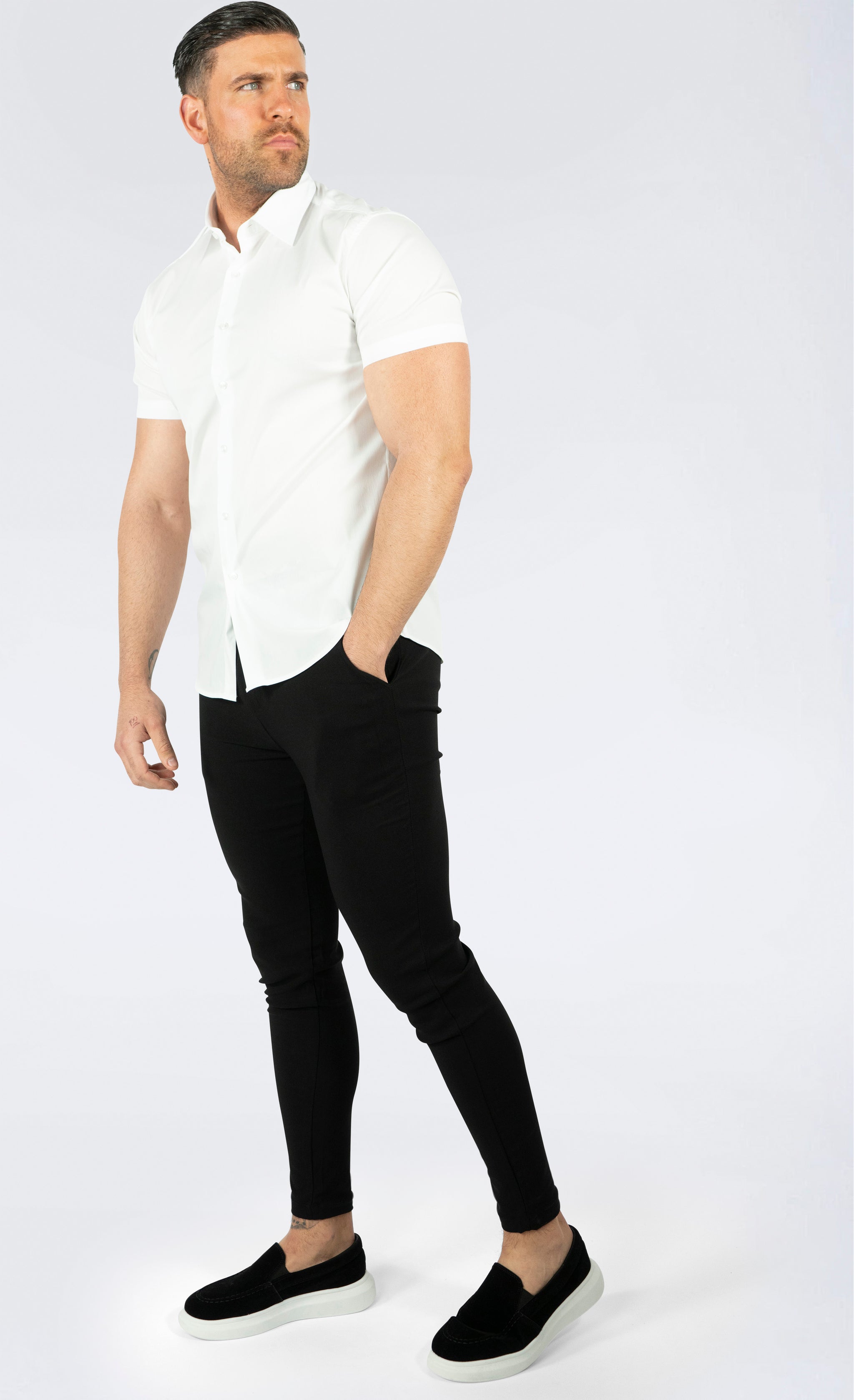 THE IBIZA OVERHEMD - SLIM FIT BLOUSE MET KORTE MOUWEN (8343378166098)