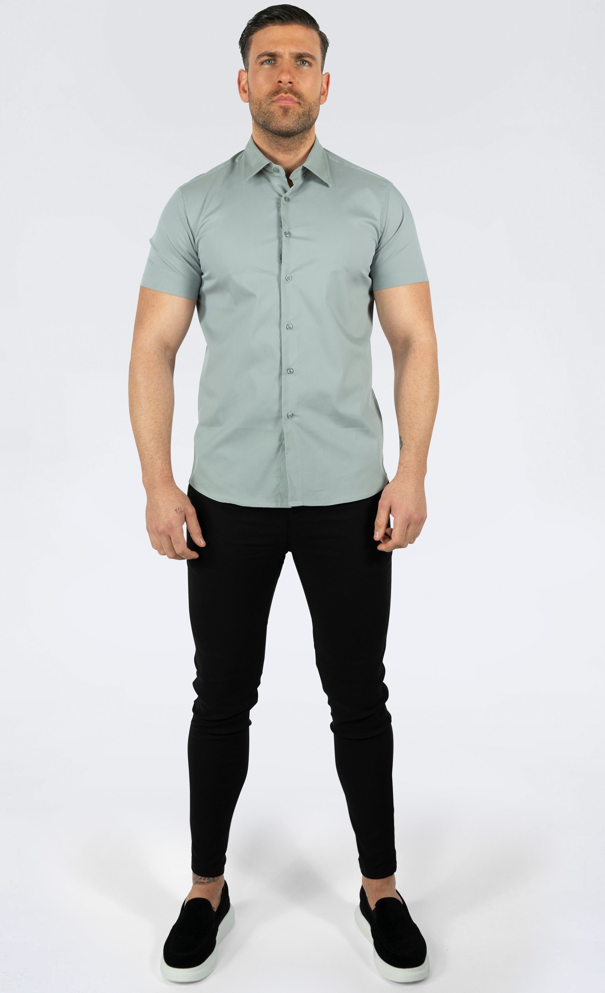 THE IBIZA OVERHEMD - SLIM FIT BLOUSE MET KORTE MOUWEN (8343378166098)