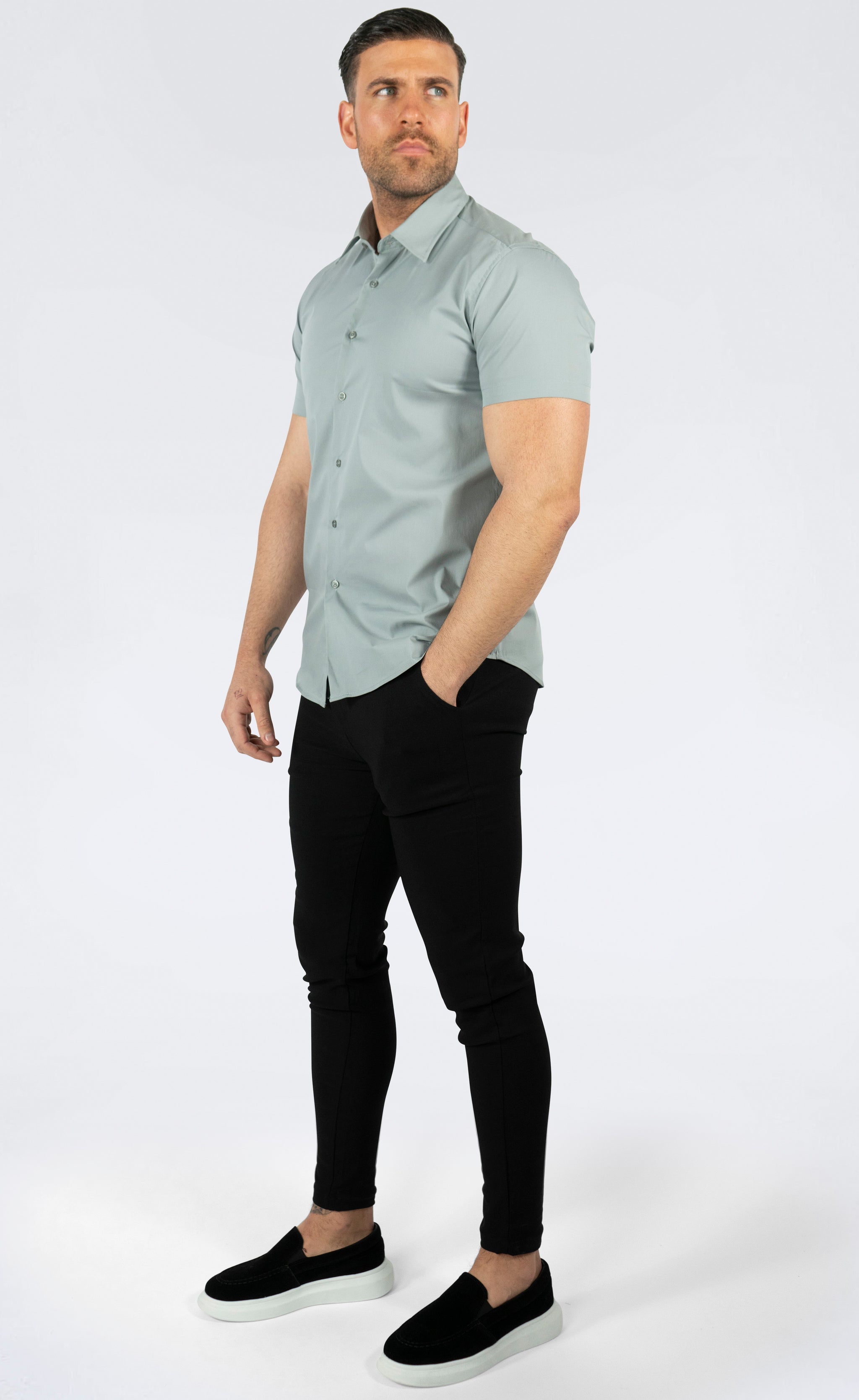 THE IBIZA OVERHEMD - SLIM FIT BLOUSE MET KORTE MOUWEN (8343378166098)