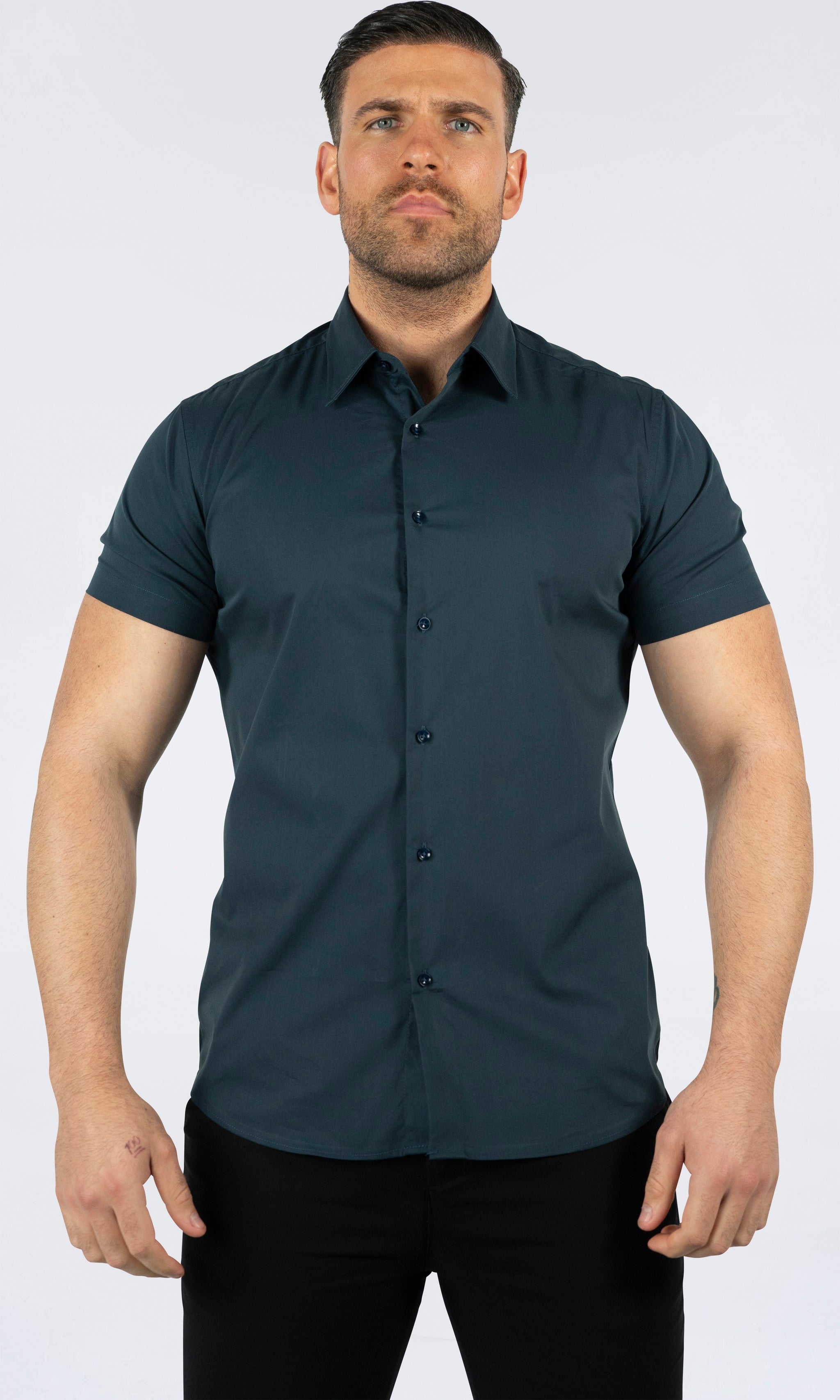 THE IBIZA OVERHEMD - SLIM FIT BLOUSE MET KORTE MOUWEN (8343378166098)