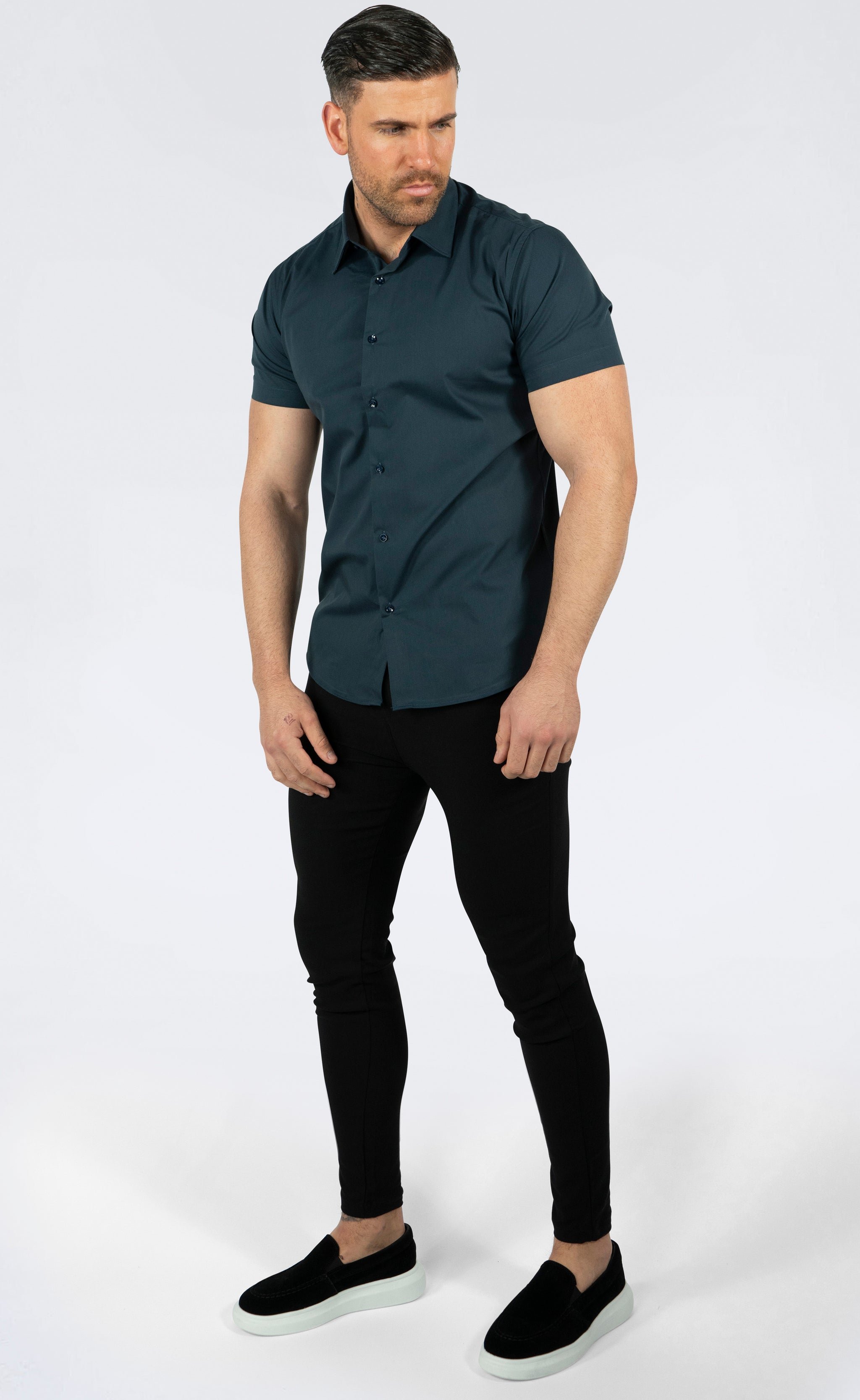 THE IBIZA OVERHEMD - SLIM FIT BLOUSE MET KORTE MOUWEN (8343378166098)