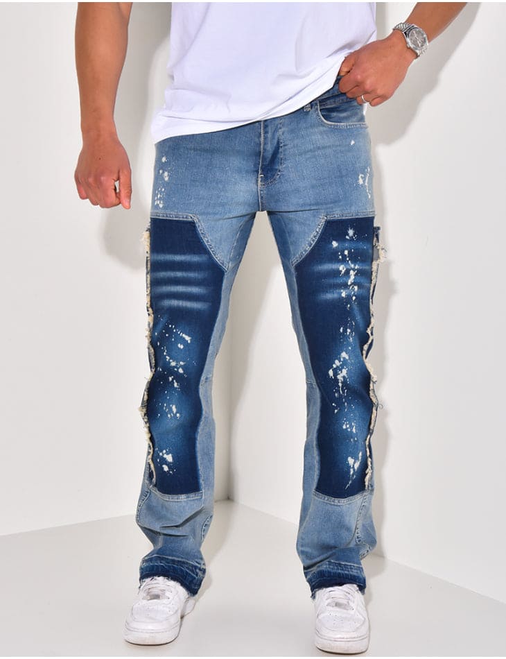 Flared Stretch Jeans Met Verfspetters Voor Heren - Camavinga