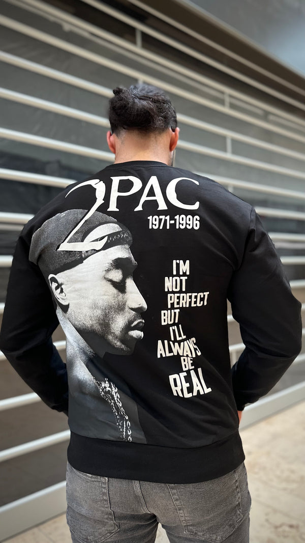 The Legends 'Tupac Always Real' Sweatshirt Met Opdruk Aan De Voorkant & Achterkant Voor Heren