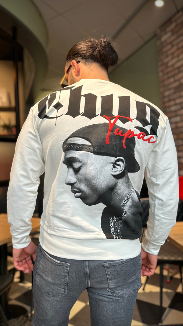 The Legends 'Tupac Thug Life' Sweatshirt Met Opdruk Aan De Voorkant & Achterkant Voor Heren