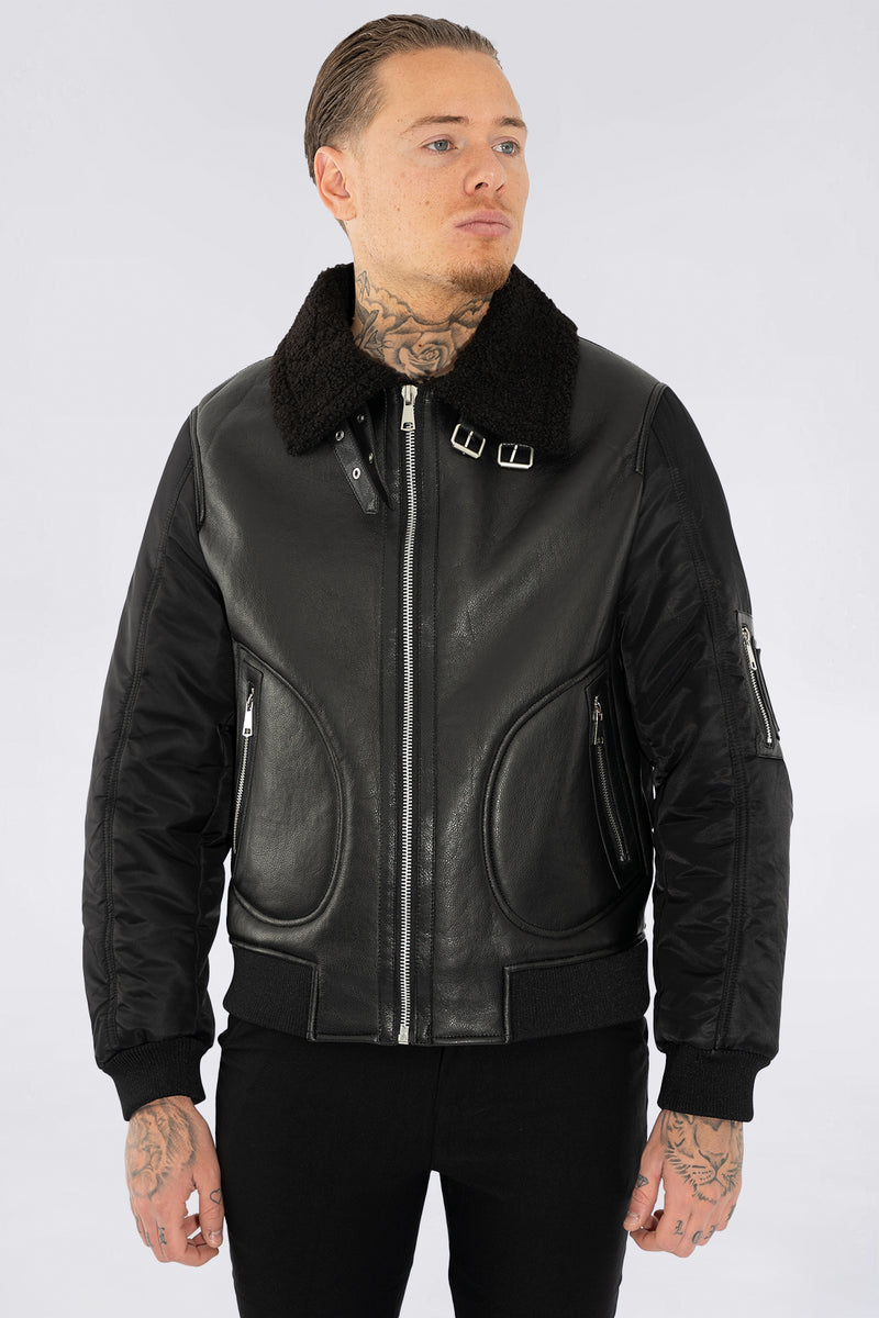 THE SABINI LEATHER BOMBER JACKET