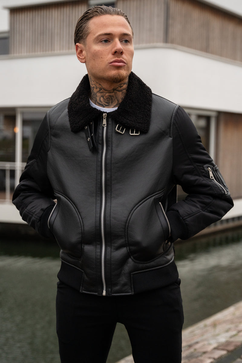 THE SABINI LEATHER BOMBER JACKET