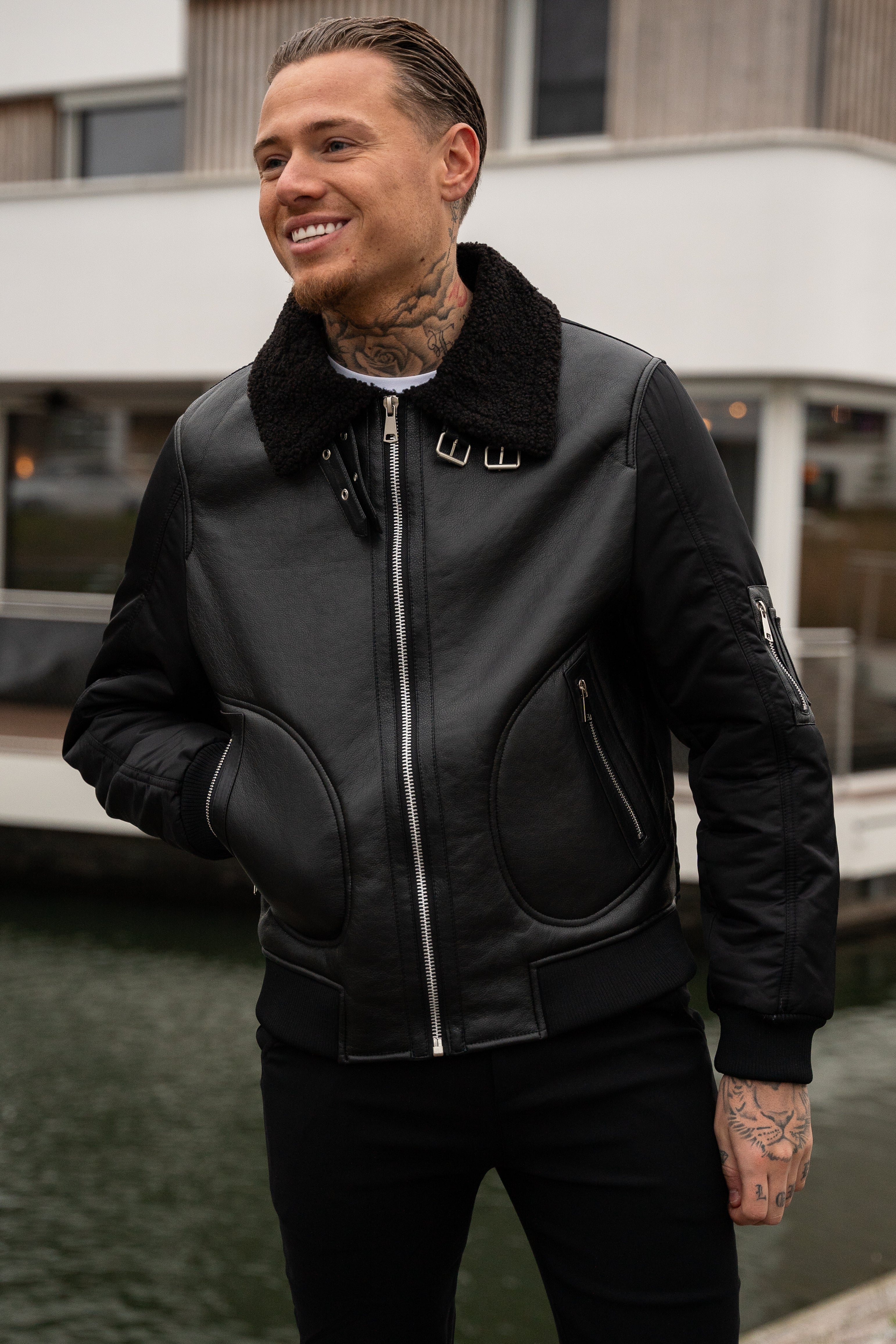 ジャケット・アウター 1970s mabrun Black Leather Bomber Jacket Mabrun leather jacket - Gem
