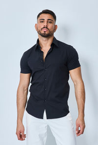 THE IBIZA OVERHEMD - SLIM FIT BLOUSE MET KORTE MOUWEN (8343378166098)