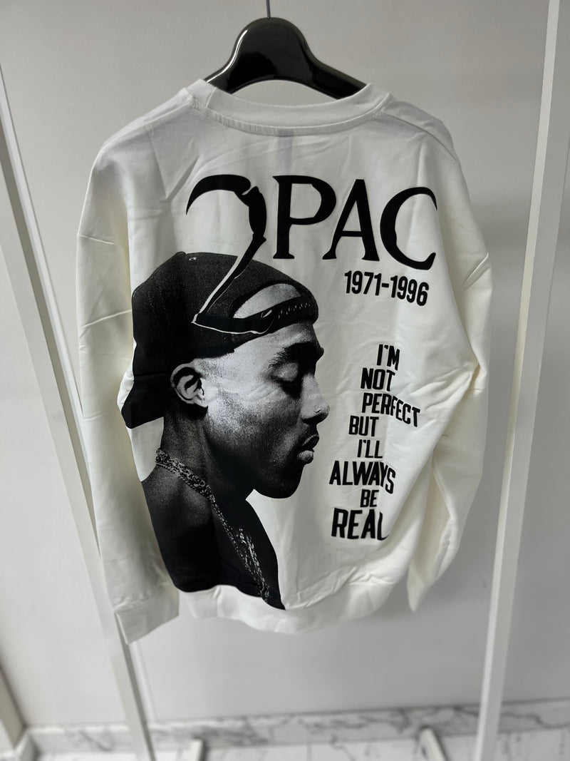 The Legends 'Tupac Always Real' Sweatshirt Met Opdruk Aan De Voorkant & Achterkant Voor Heren