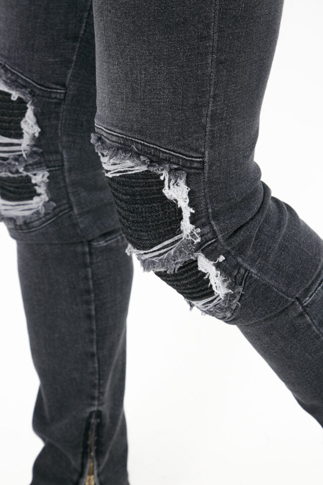 Flared Stretch Jeans Met Ritssluiting & Biker Bij de knieën Voor Heren - Toronto
