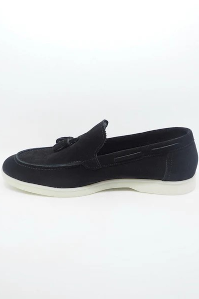 Heren Instappers 'Sao Paulo' - Suede Loafers met Witte Zool en Kwastjes (6842284048467)