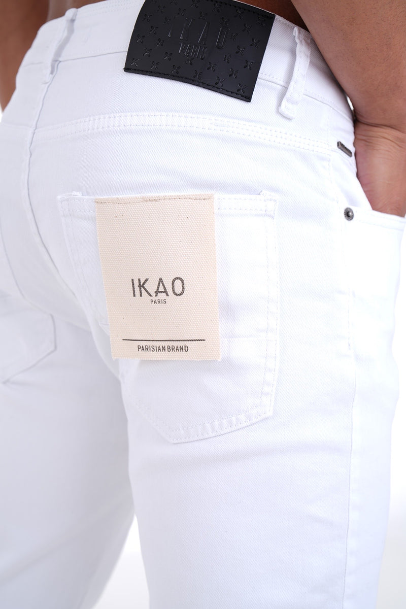 Basic Flared Jeans met Ritssluiting & Helemaal Wit Design Voor Heren - Blanco