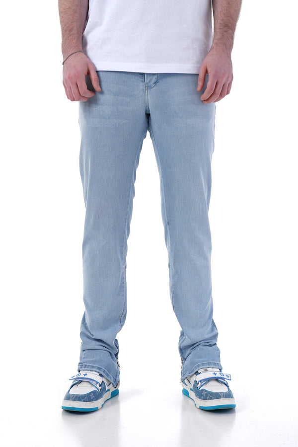Basic Flared Jeans met Ritssluiting & Licht Blauwe Design Voor Heren - Santos