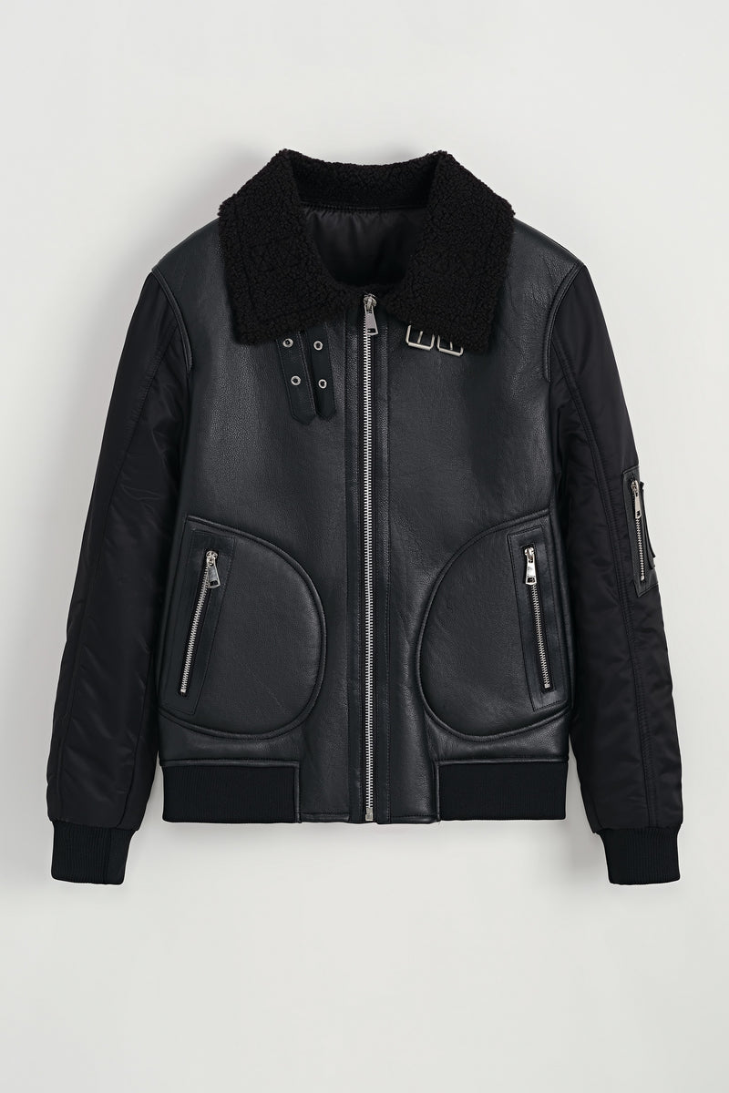 THE SABINI LEATHER BOMBER JACKET