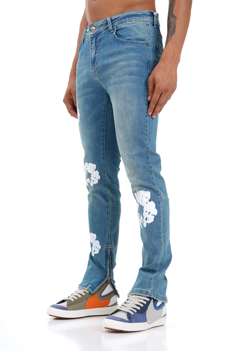 Flared Stretch Jeans Met Ritssluiting & Unieke Design Voor Heren - Sapphire Beauty