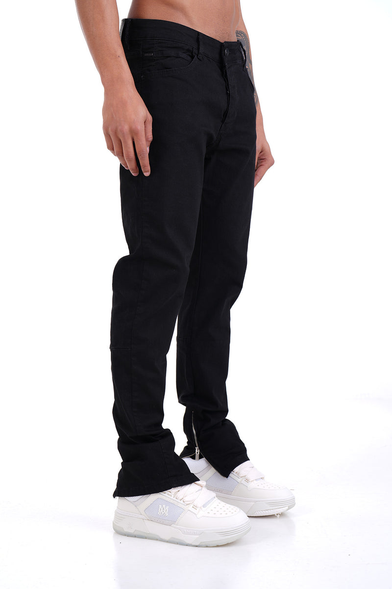 Basic Stretch Jeans Met Ritssluiting & Helemaal Zwarte Design Voor Heren - Onyx