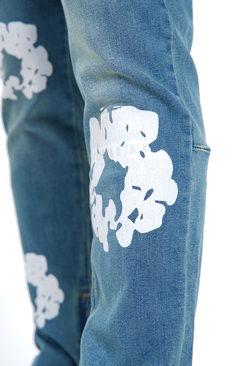 The Flared 'Sapphire Beauty’ Stretch Jeans Met Ritssluiting & Unieke Design Voor Heren