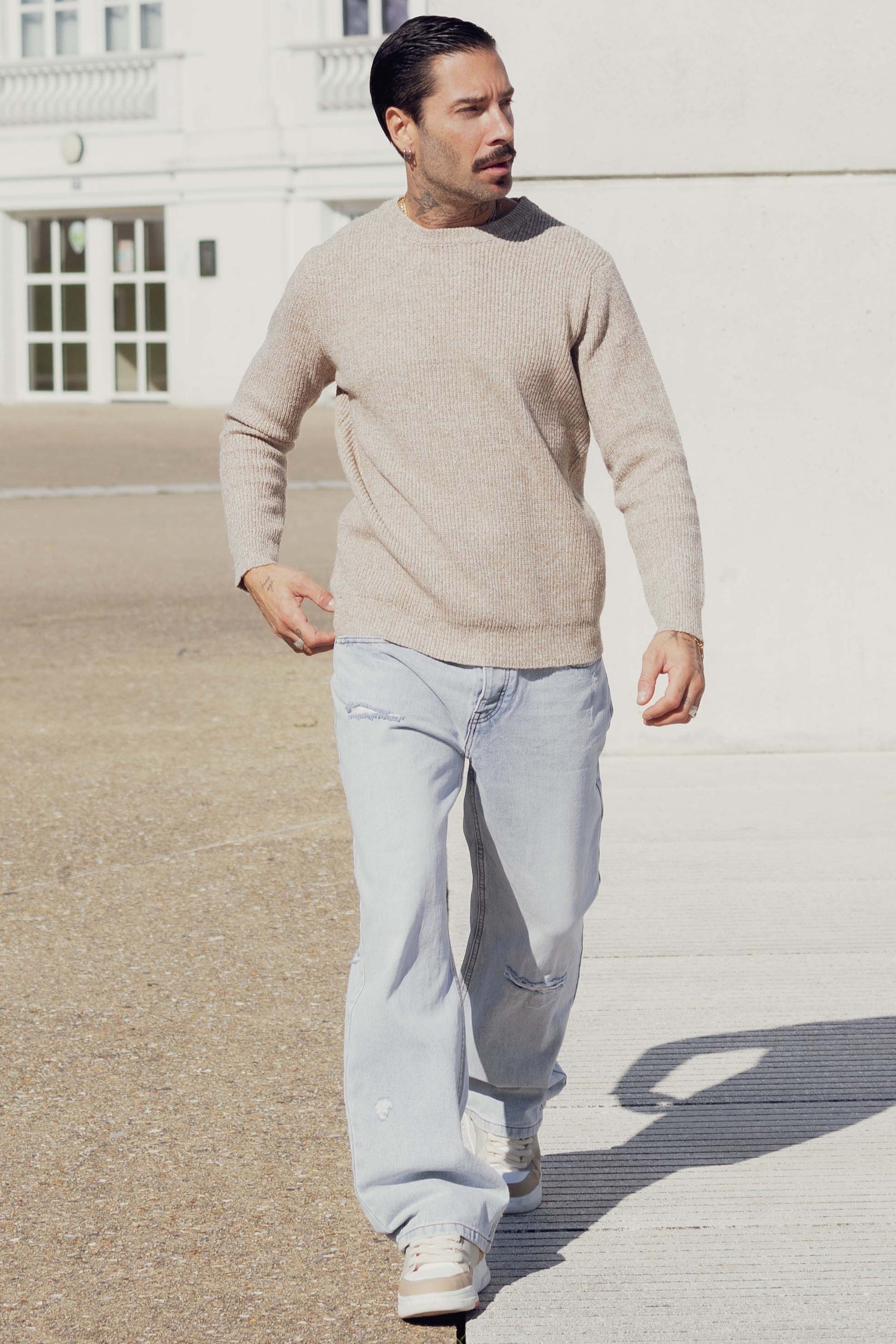 THE DALARO RIBBED KNITTED CREWNECK SWEATER