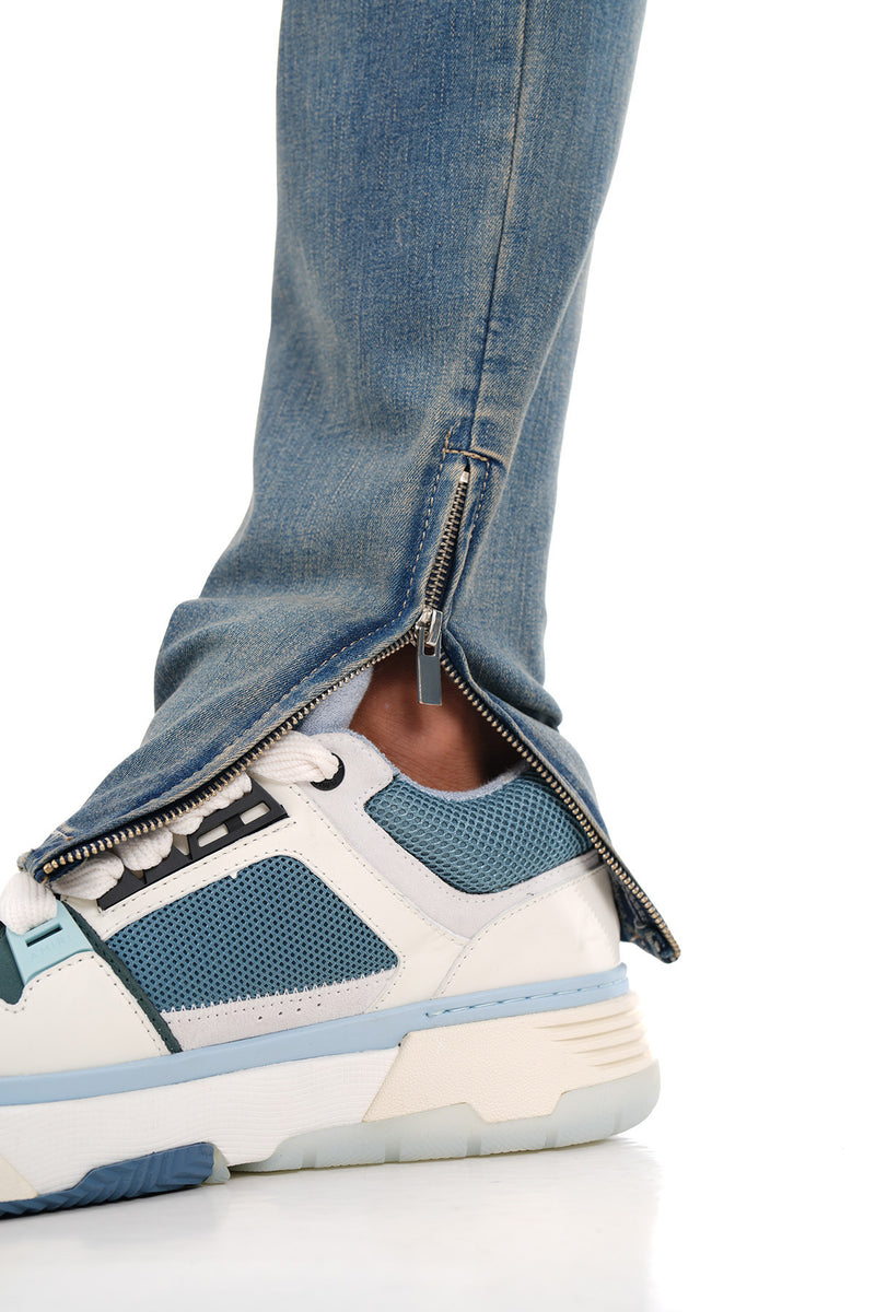 Basic Flared Jeans met Ritssluiting & Denim Design Voor Heren - Tayfoun