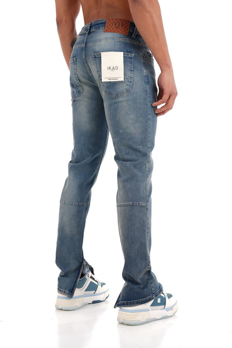 Basic Flared Jeans met Ritssluiting & Denim Design Voor Heren - Tayfoun