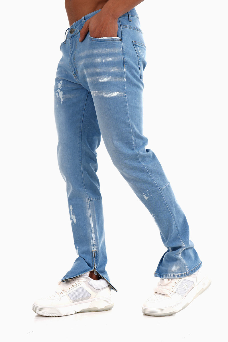 Flared Jeans met Ritssluiting & Met Verfspatten Voor Heren - Mireage