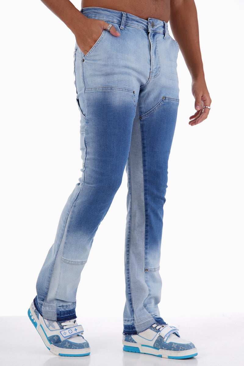 Traveler Flared Jeans Met Donkerblauwe Wassing & Steekzakken Voor Heren - Borgos