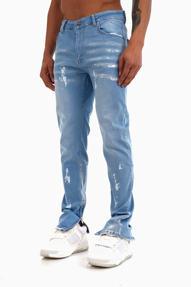 Flared Jeans met Ritssluiting & Met Verfspatten Voor Heren - Mireage