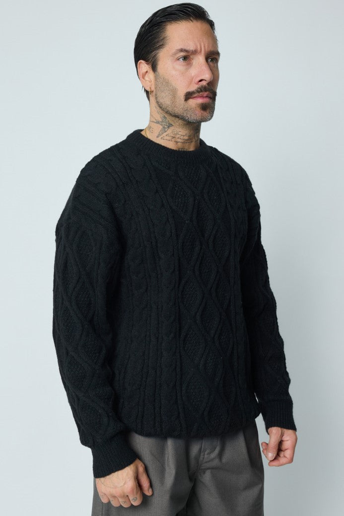 THE SACILE CABLE KNITTED CREWNECK SWEATER