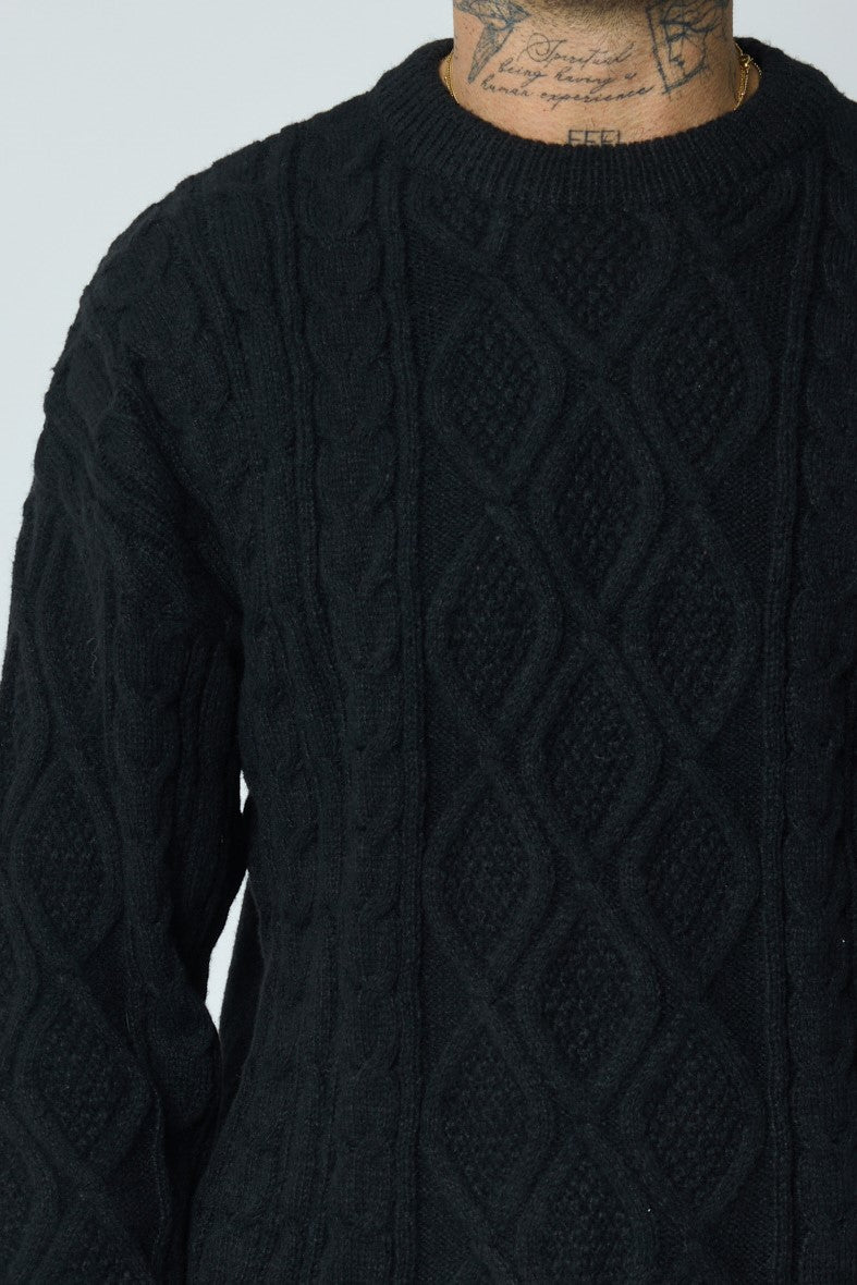 THE SACILE CABLE KNITTED CREWNECK SWEATER