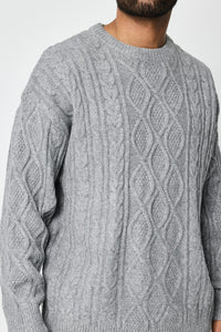 THE SACILE CABLE KNITTED CREWNECK SWEATER