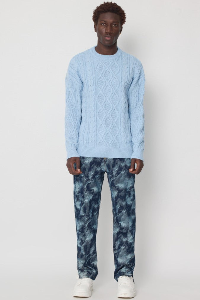 THE SACILE CABLE KNITTED CREWNECK SWEATER