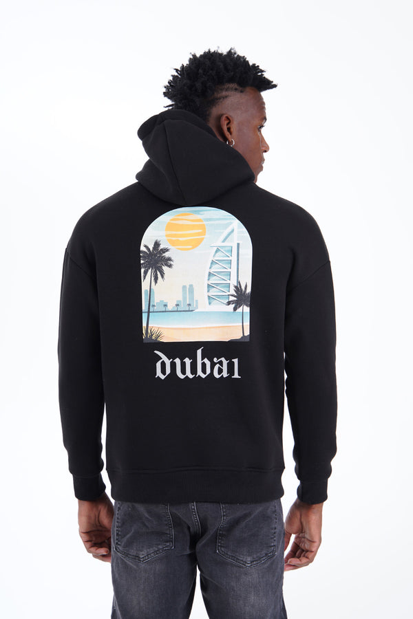 The Urban 'Dubai' Hoodie Met Buidel & Met Opdruk Op De Borst & Achterkant Voor Heren