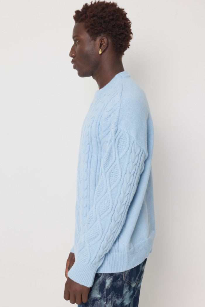 THE SACILE CABLE KNITTED CREWNECK SWEATER