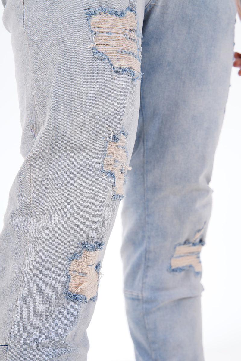 Flared Stretch Jeans Met Ritssluiting & Crèmekleurig Scheuren Voor Heren - Calgary