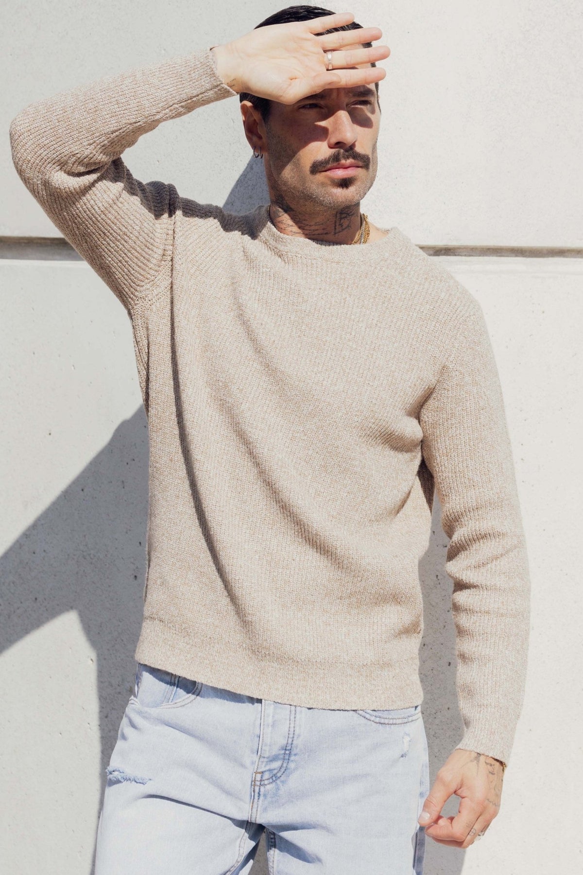 THE DALARO RIBBED KNITTED CREWNECK SWEATER - Vibes Fashion