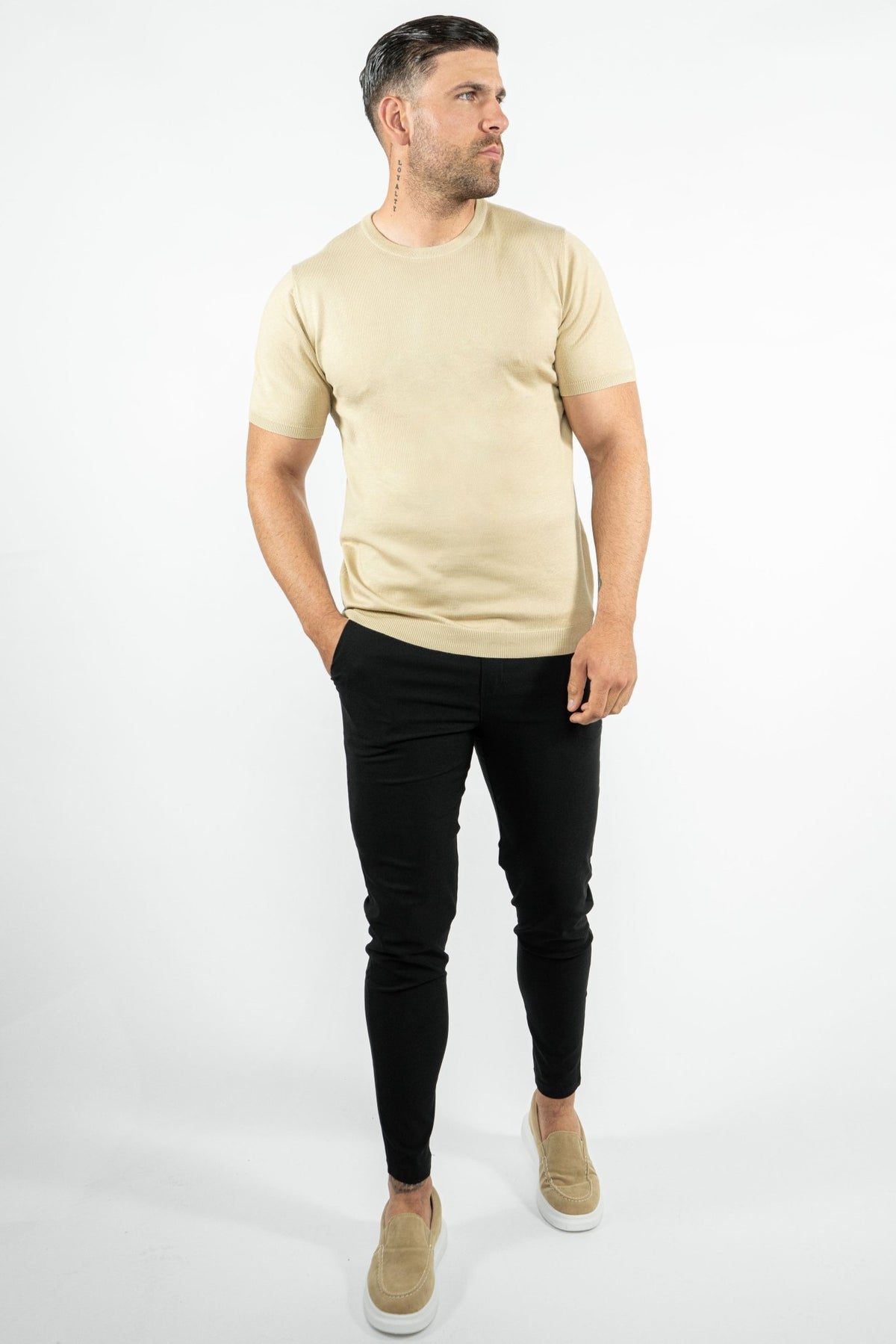 THE LUCA - KNITTED SLIM FIT T-SHIRT - Vibes Fashion
