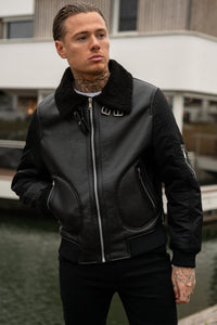 THE SABINI LEATHER BOMBER JACKET - Vibes Fashion