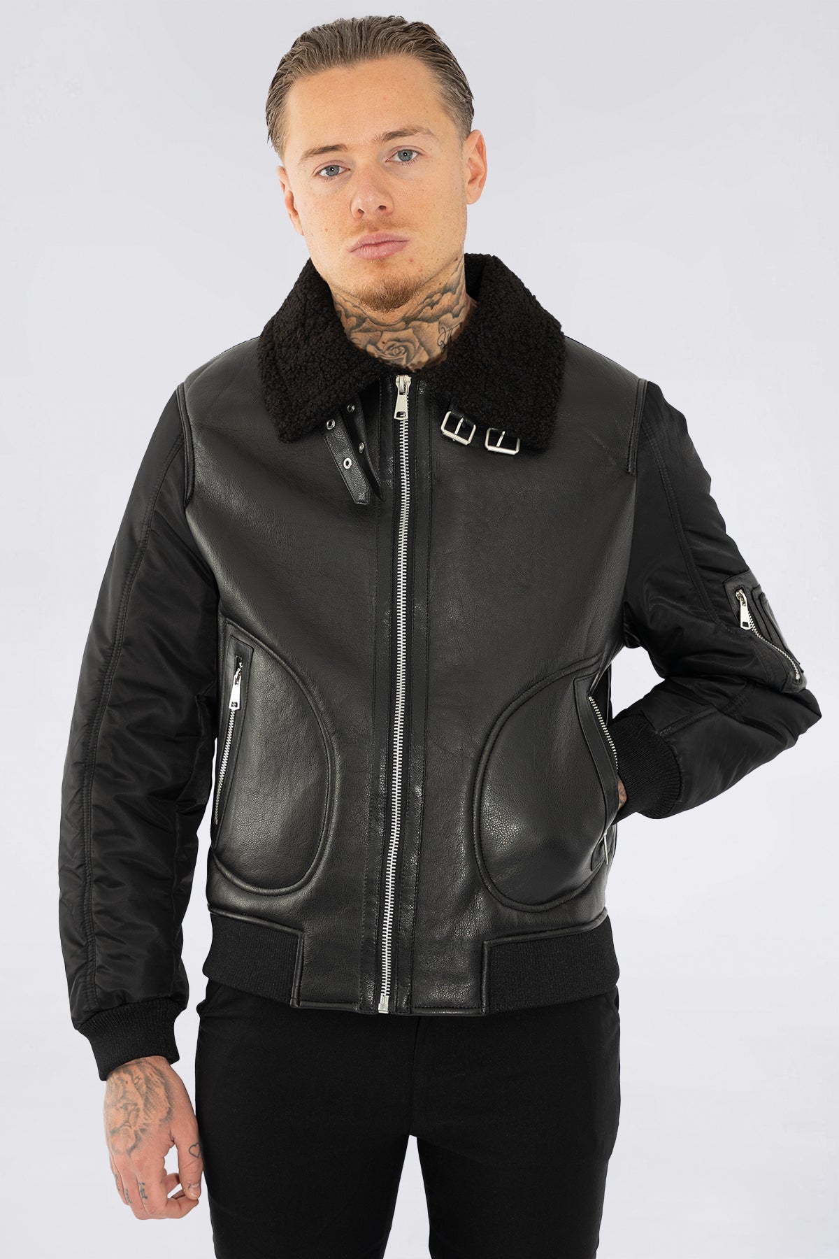 THE SABINI LEATHER BOMBER JACKET - Vibes Fashion