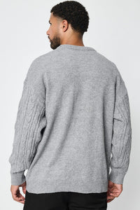 THE SACILE CABLE KNITTED CREWNECK SWEATER - Vibes Fashion