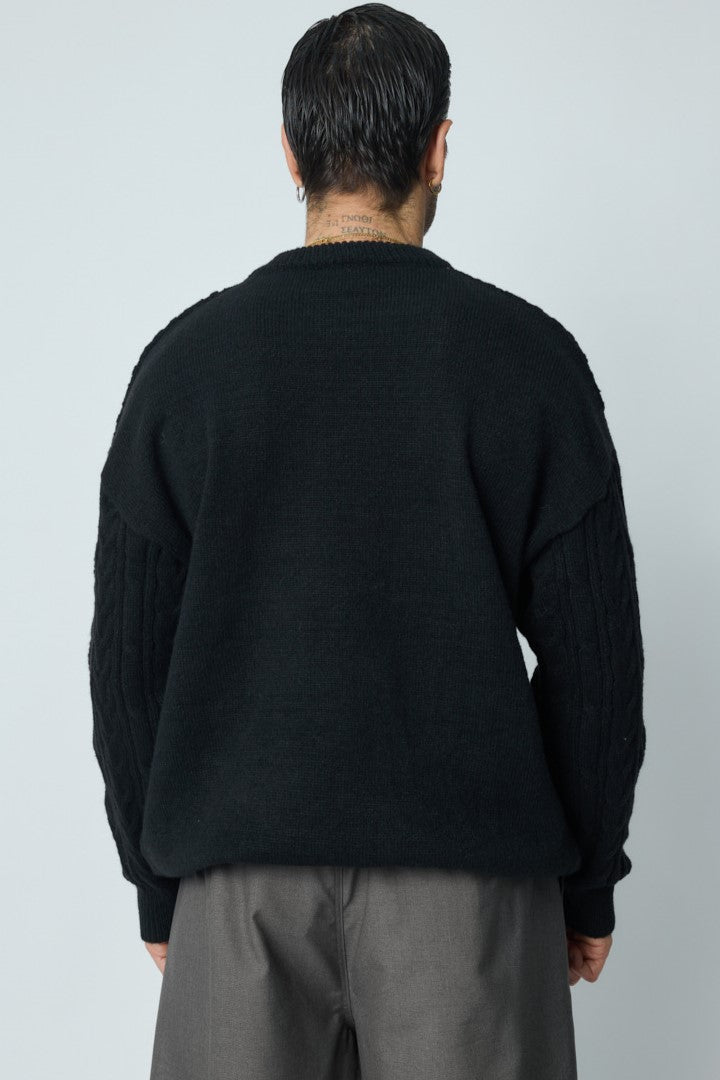 THE SACILE CABLE KNITTED CREWNECK SWEATER - Vibes Fashion
