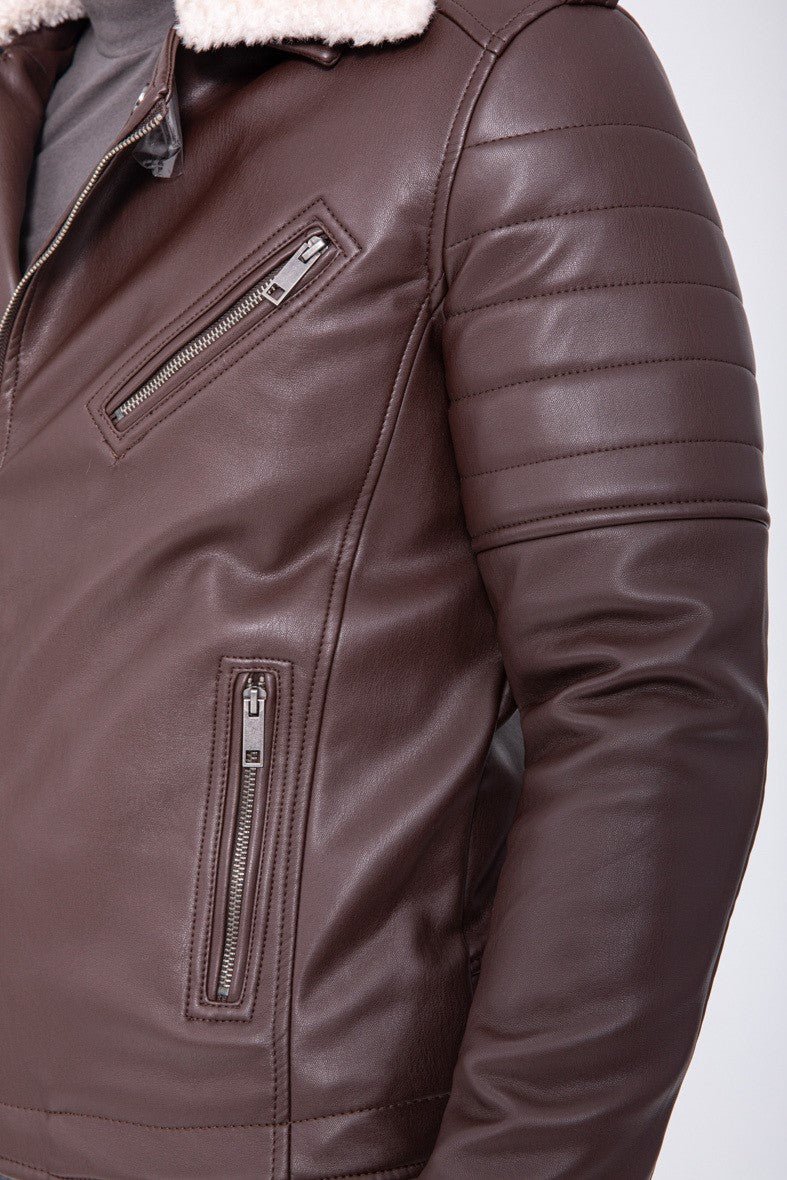 THE SAPPORO FUR COLLAR LEATHER JACKET - Vibes Fashion
