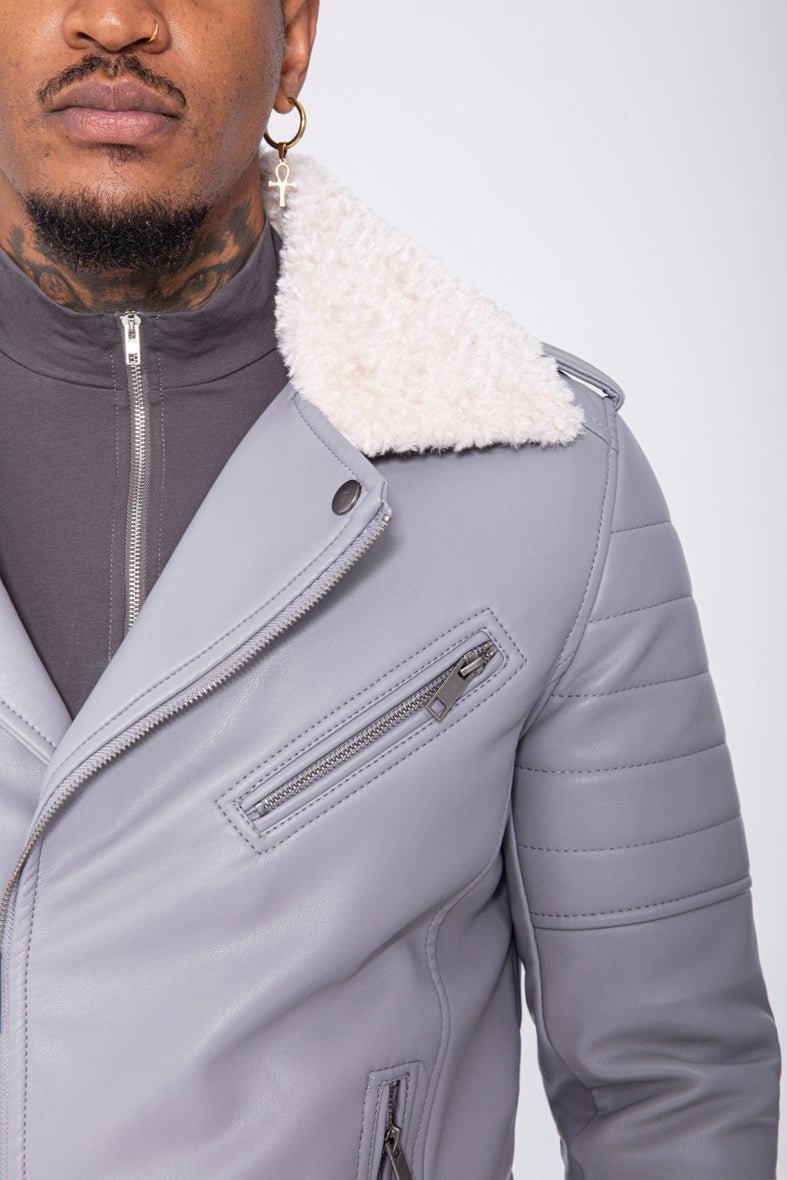 THE SAPPORO FUR COLLAR LEATHER JACKET - Vibes Fashion