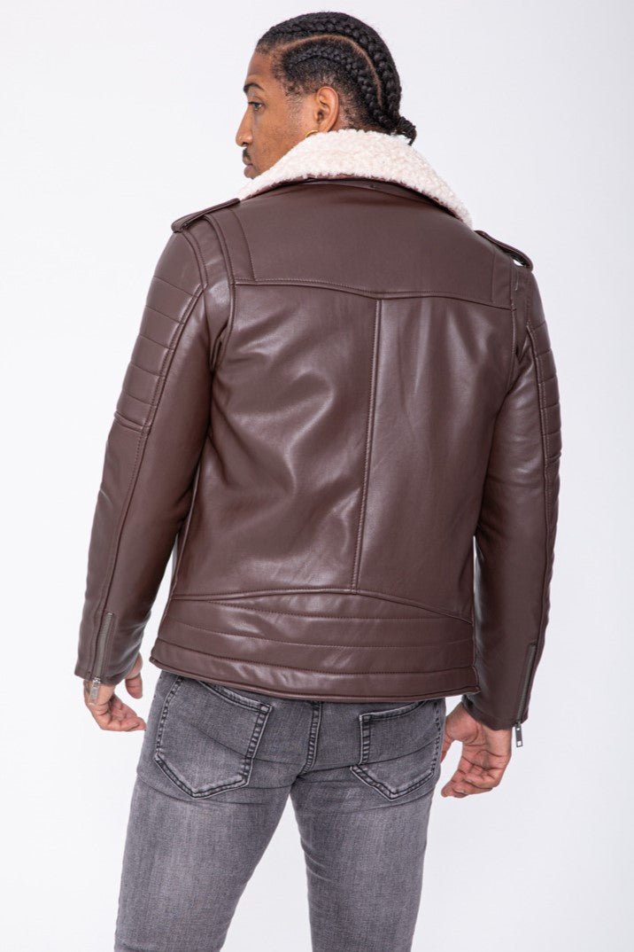 THE SAPPORO FUR COLLAR LEATHER JACKET - Vibes Fashion