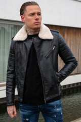 THE SAPPORO FUR COLLAR LEATHER JACKET - Vibes Fashion