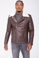 THE SAPPORO FUR COLLAR LEATHER JACKET - Vibes Fashion