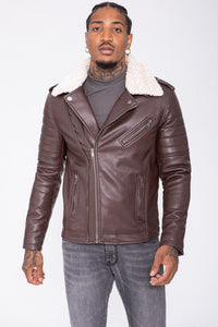 THE SAPPORO FUR COLLAR LEATHER JACKET - Vibes Fashion